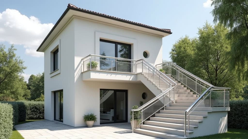 Monte-escalier extérieur installé à Damelevières, résistant aux intempéries