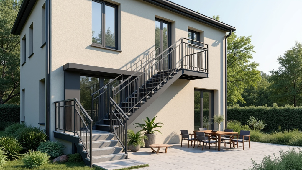 Monte-escalier extérieur installé à Goudelin, résistant aux intempéries bretonnes