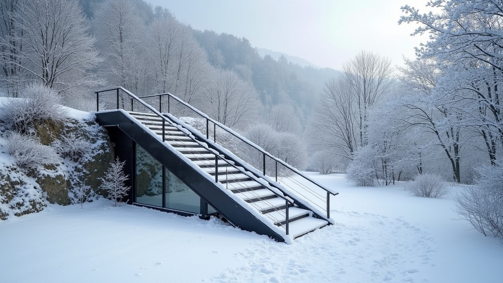 Monte-escalier extérieur installé à Lamotte-Beuvron en hiver