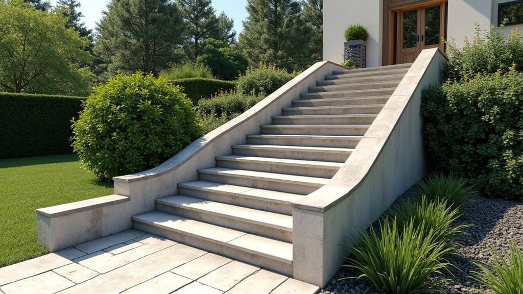 Monte-escalier extérieur installé à Le Perrey dans un jardin
