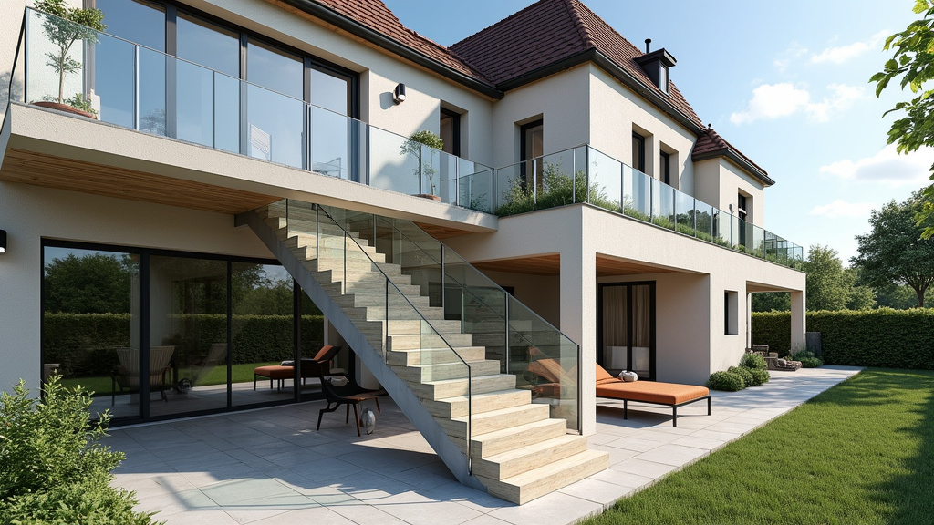 Monte-escalier extérieur installé à l’extérieur d’une maison à Bois-Guillaume