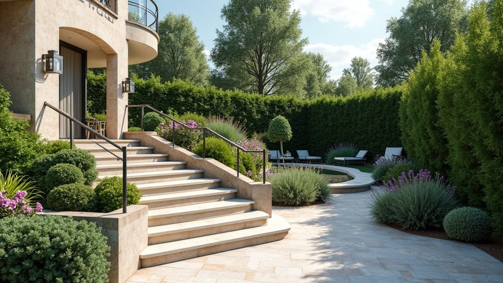 Monte-escalier extérieur installé dans un jardin à Callac