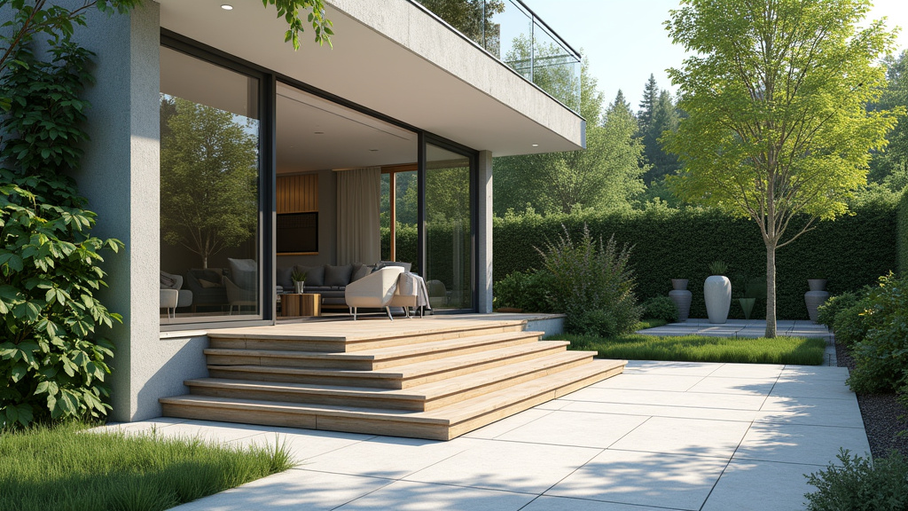 Monte-escalier extérieur installé dans un jardin à Distré