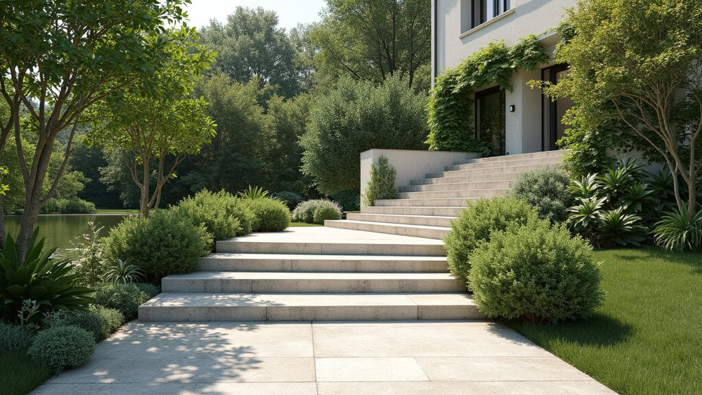 Monte-escalier extérieur installé dans un jardin à Mallemort