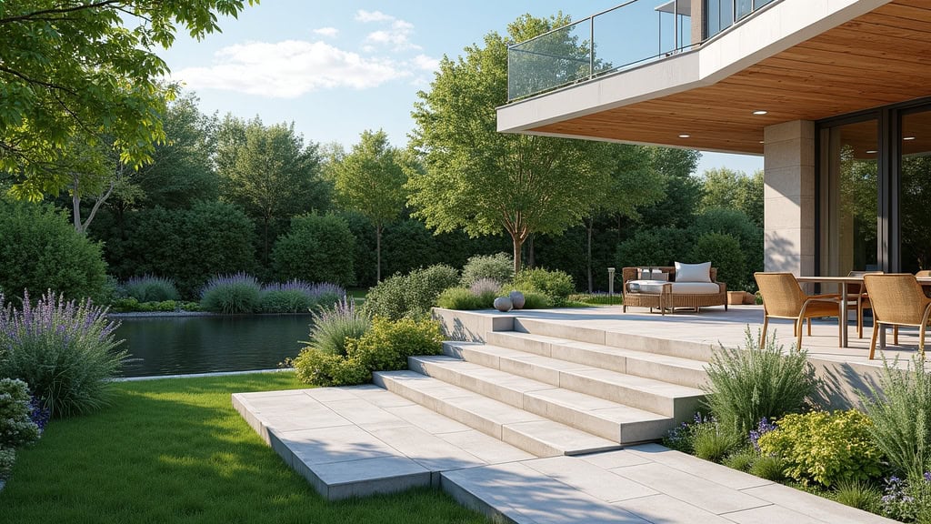 Monte-escalier extérieur installé dans un jardin à Nomeny