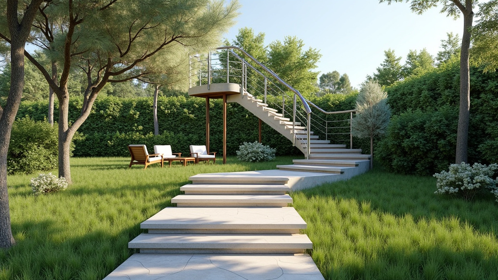 Monte-escalier extérieur installé dans un jardin en pente à Évenos