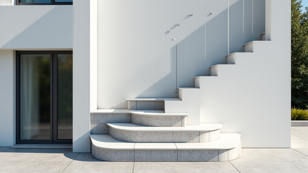 Monte-escalier extérieur installé dans une habitation à Satillieu sous abri