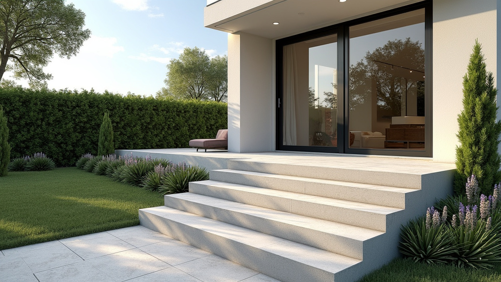 Monte-escalier extérieur installé dans une maison à Damparis pour accéder au jardin