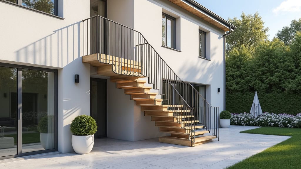 Monte-escalier extérieur installé dans une propriété à Ons-en-Bray