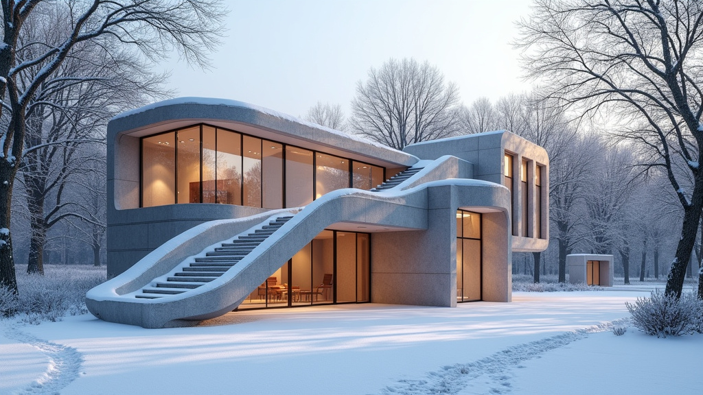 Monte-escalier extérieur installé devant un pavillon à Aulnay-sous-Bois en hiver