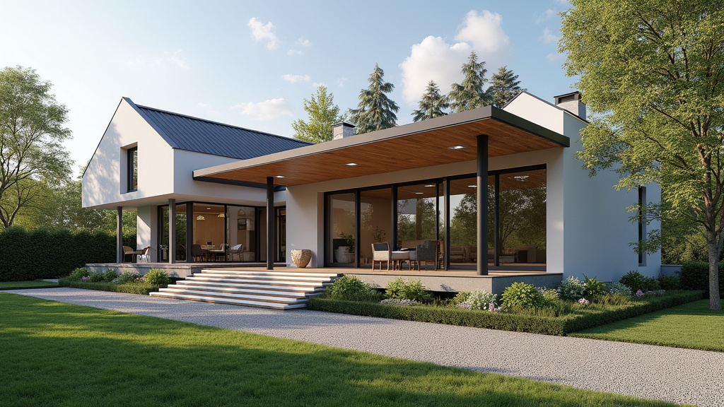 Monte-escalier extérieur installé devant une maison à Ambleny, en milieu rural