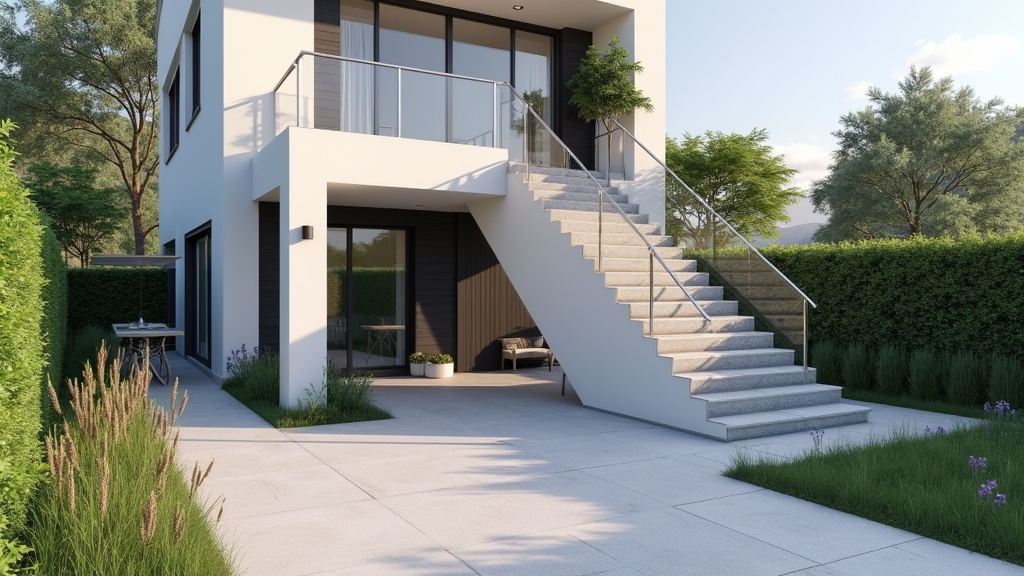 Monte escalier extérieur installé devant une maison à Annequin, protégé des intempéries