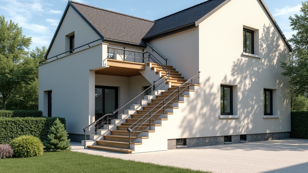 Monte-escalier extérieur installé devant une maison à Bougé-Chambalud
