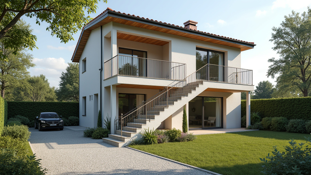 Monte-escalier extérieur installé devant une maison à Brives-Charensac