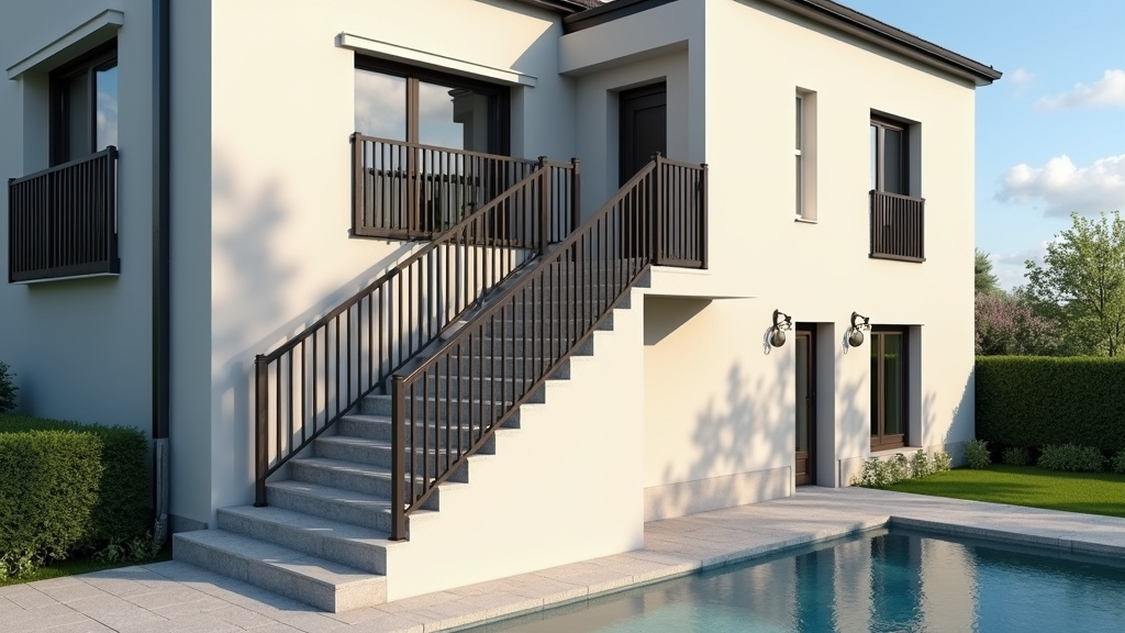 Monte-escalier extérieur installé devant une maison à Carbonne