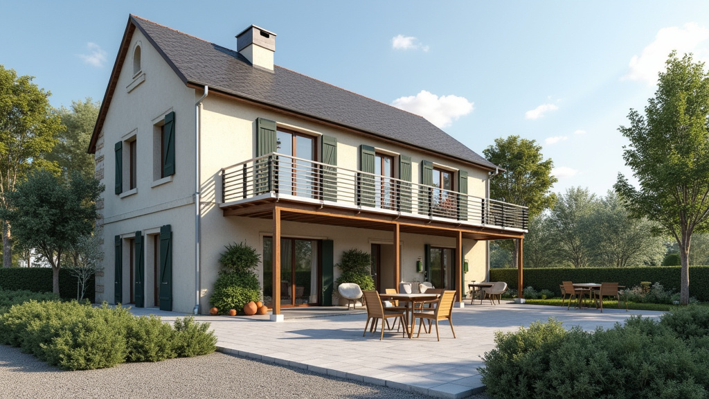 Monte escalier extérieur installé devant une maison à Castelculier