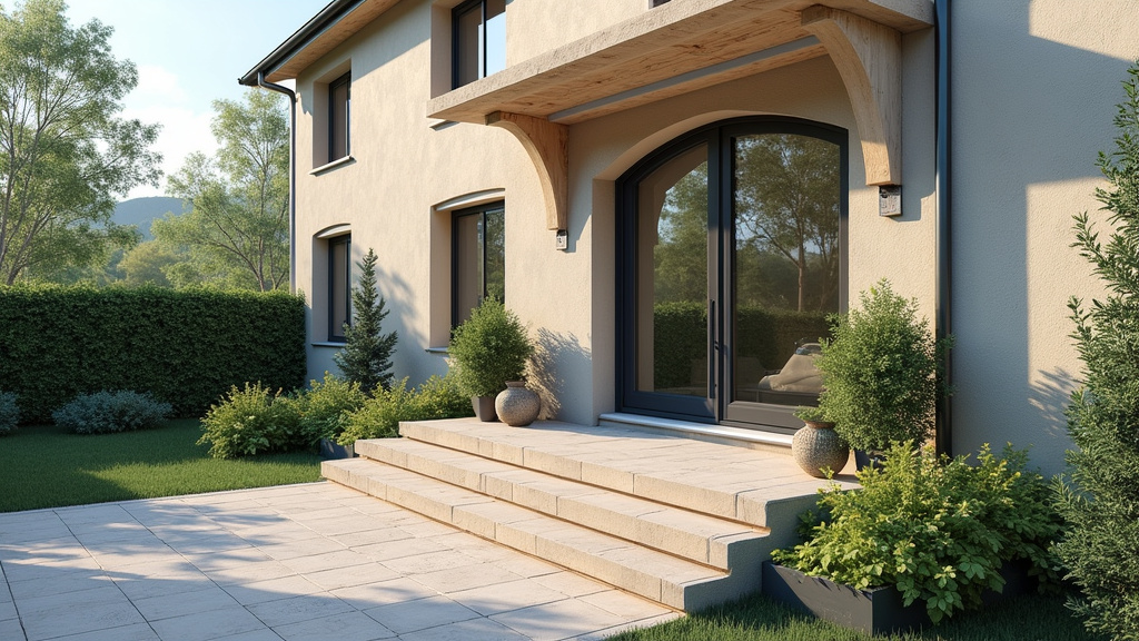 Monte-escalier extérieur installé devant une maison à Castelnau-le-Lez