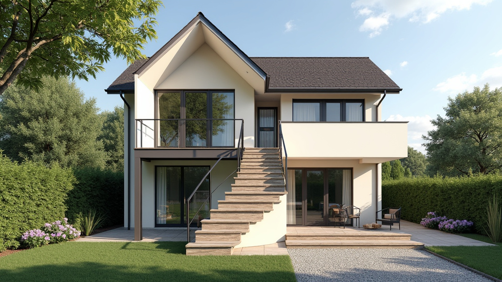 Monte-escalier extérieur installé devant une maison à Chaleins