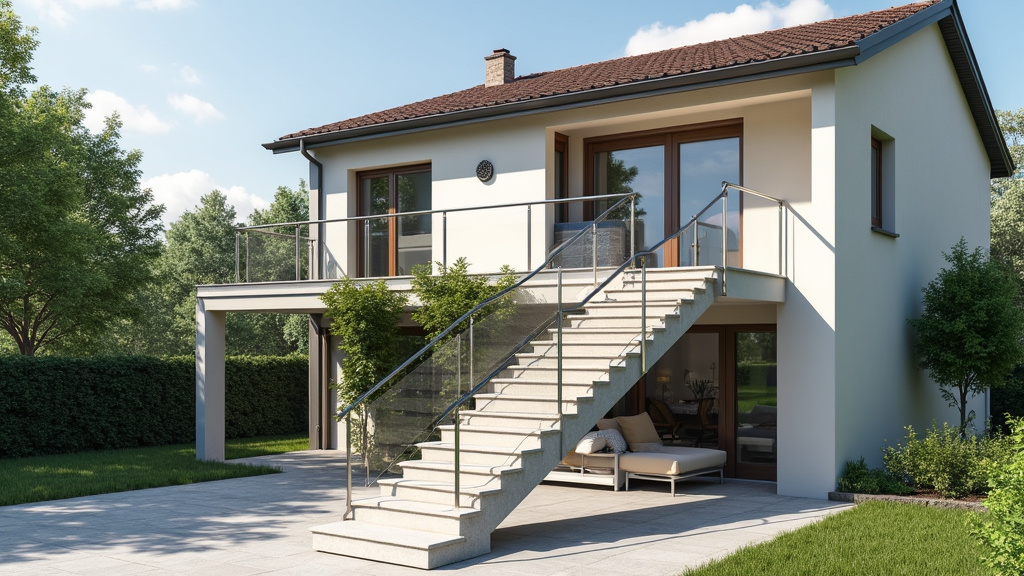 Monte-escalier extérieur installé devant une maison à Chaussin