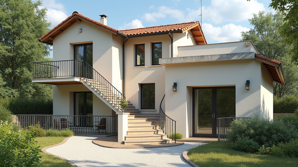 Monte-escalier extérieur installé devant une maison à Chissay-en-Touraine