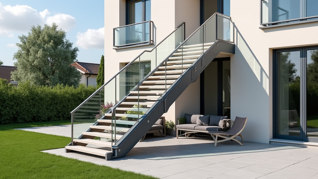 Monte-escalier extérieur installé devant une maison à Coquelles, résistant aux intempéries