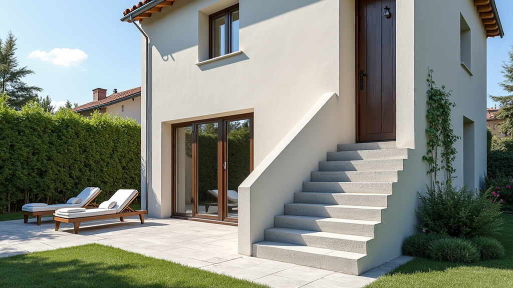 Monte-escalier extérieur installé devant une maison à Cournonterral