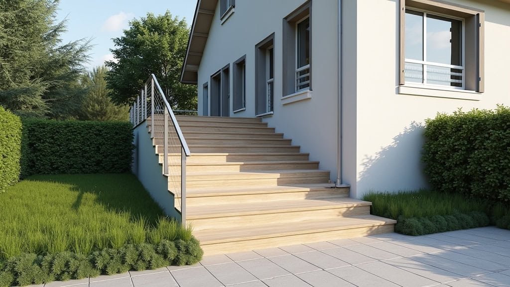 Monte-escalier extérieur installé devant une maison à Craintilleux