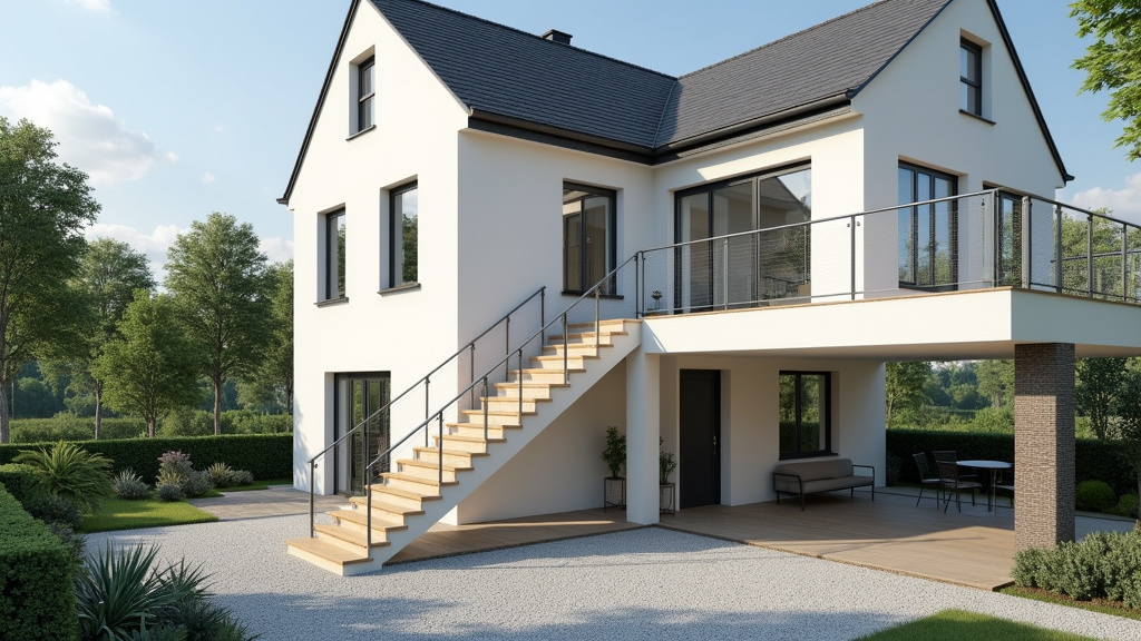 Monte-escalier extérieur installé devant une maison à Guesnain