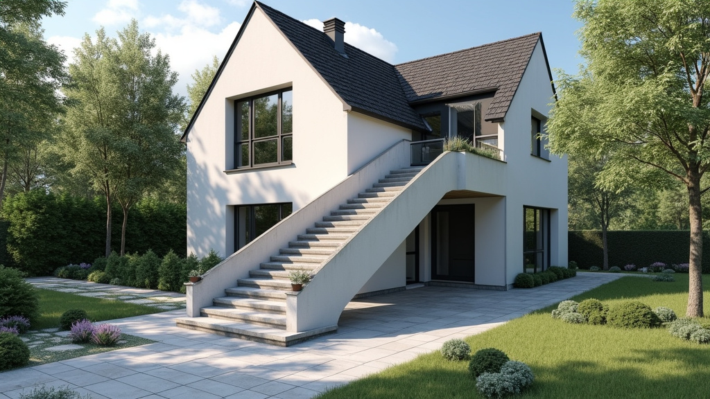 Monte-escalier extérieur installé devant une maison à Hirtzfelden