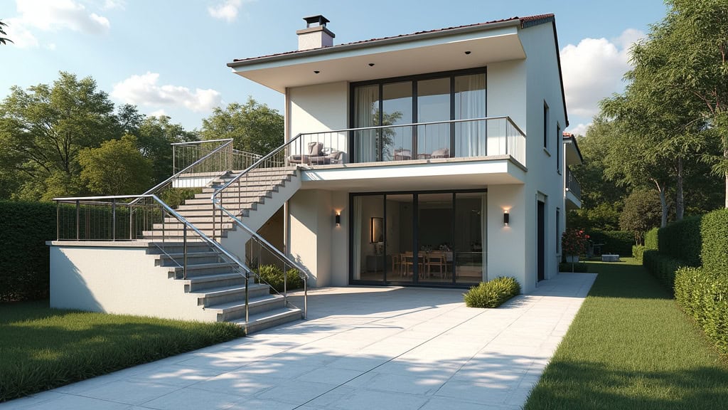 Monte-escalier extérieur installé devant une maison à La Possonnière