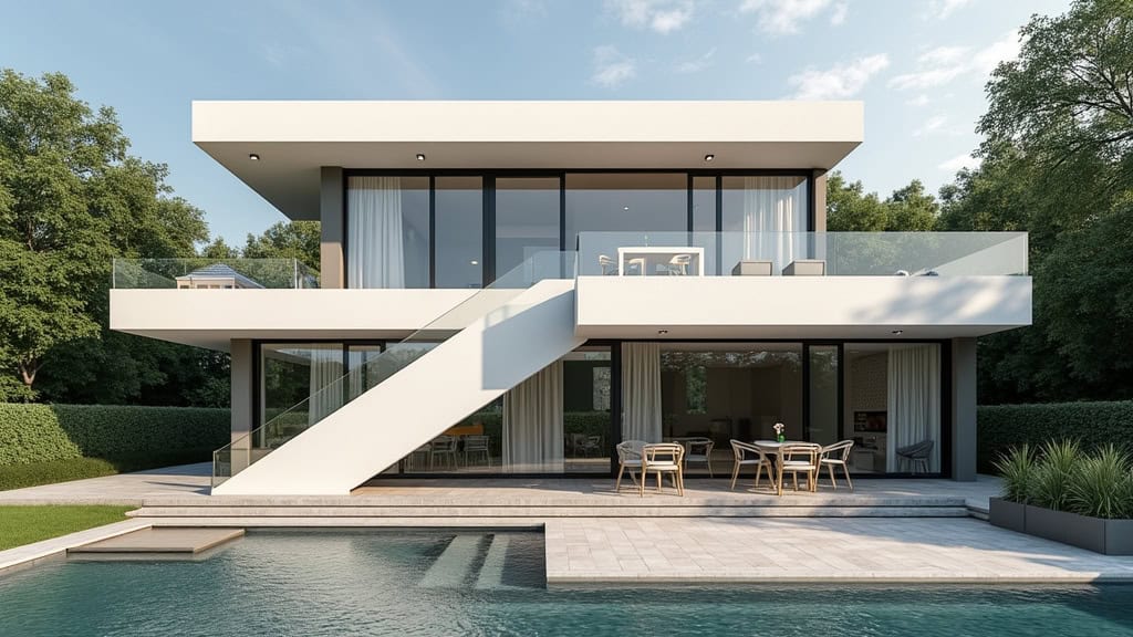 Monte-escalier extérieur installé devant une maison à Lonrai