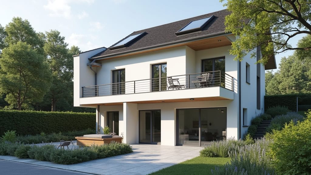 Monte-escalier extérieur installé devant une maison à Lucinges