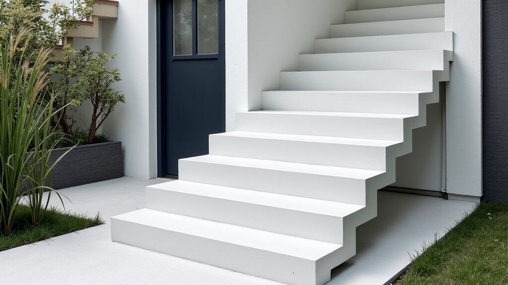 Monte-escalier extérieur installé devant une maison à Mareuil-sur-Ourcq