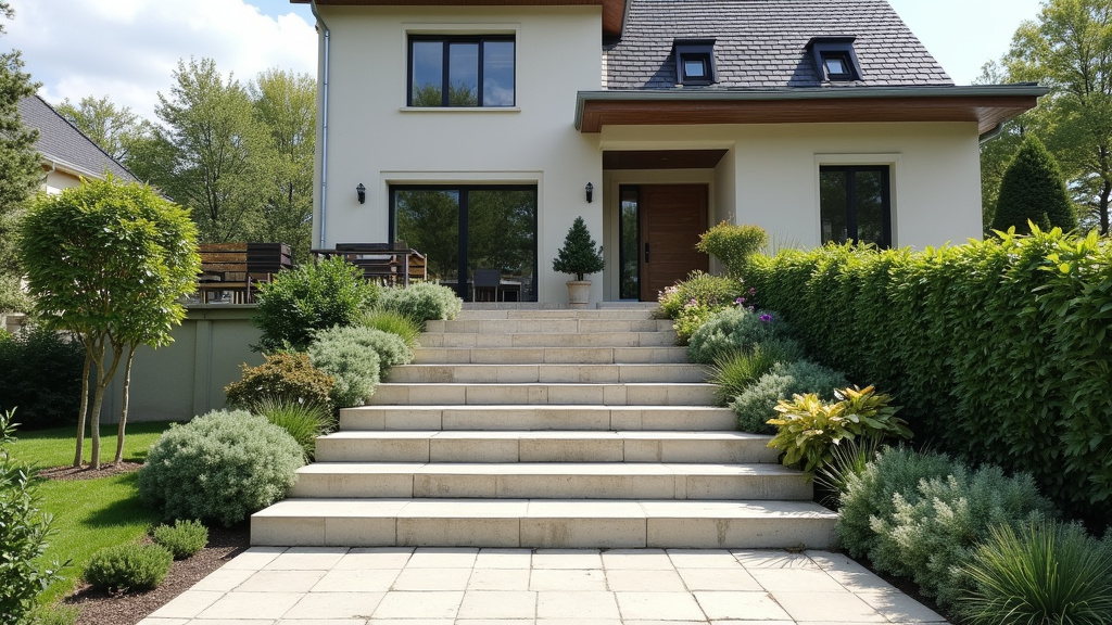 Monte-escalier extérieur installé devant une maison à Mortagne-sur-Sèvre