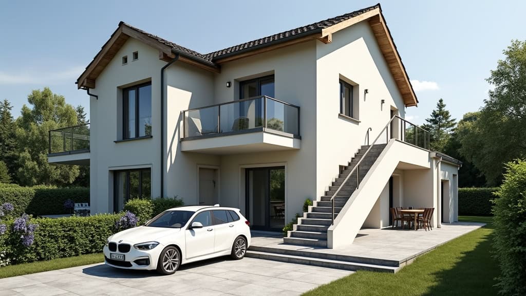 Monte-escalier extérieur installé devant une maison à Noizay