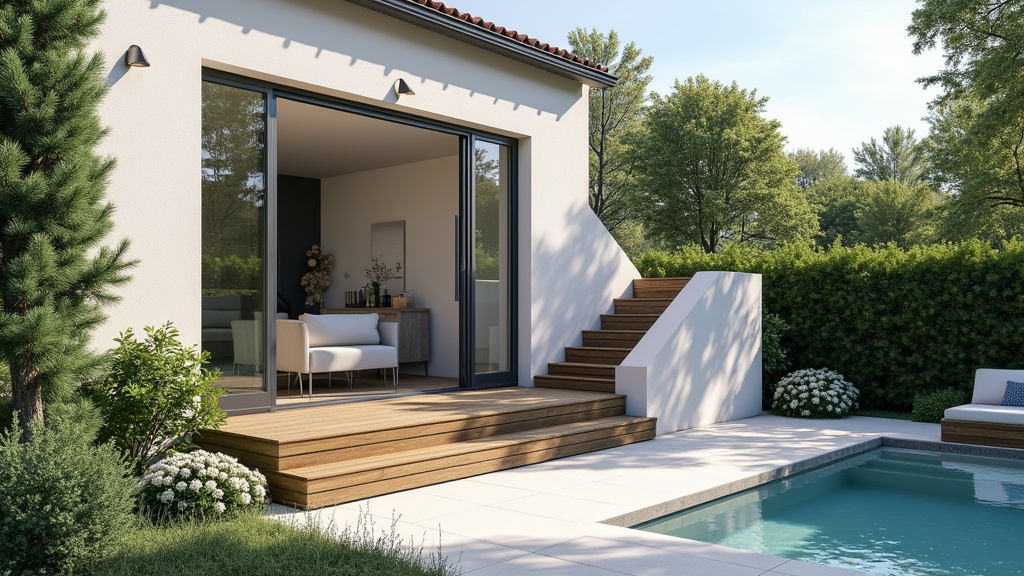 Monte-escalier extérieur installé devant une maison à Ormesson-sur-Marne