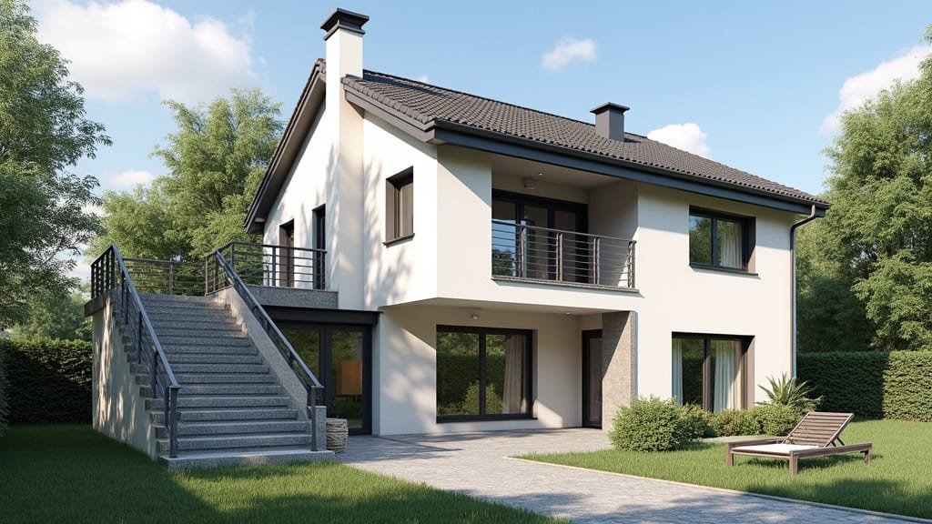 Monte-escalier extérieur installé devant une maison à Parmain