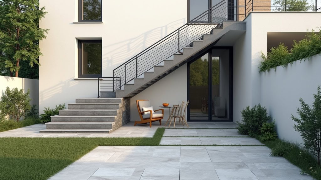 Monte-escalier extérieur installé en bordure d