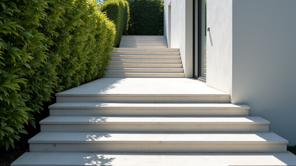 Monte-escalier extérieur installé entre le jardin et la maison à Saint-Martin-de-Seignanx