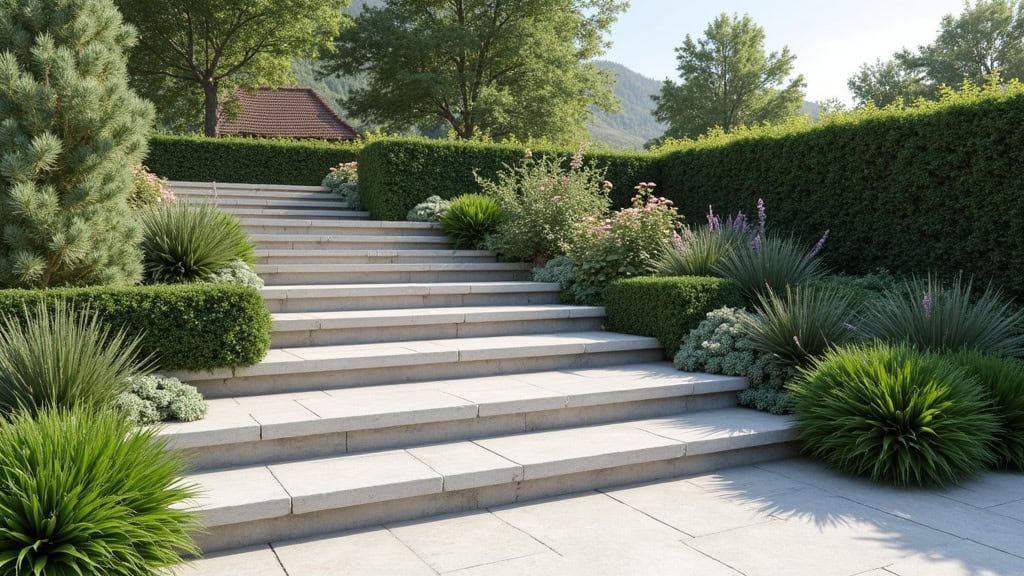 Monte-escalier extérieur installé pour accéder au jardin à Jaunay-Marigny
