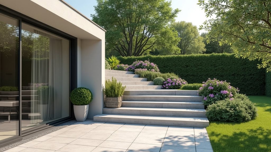 Monte-escalier extérieur installé pour accéder au jardin à Le Thor