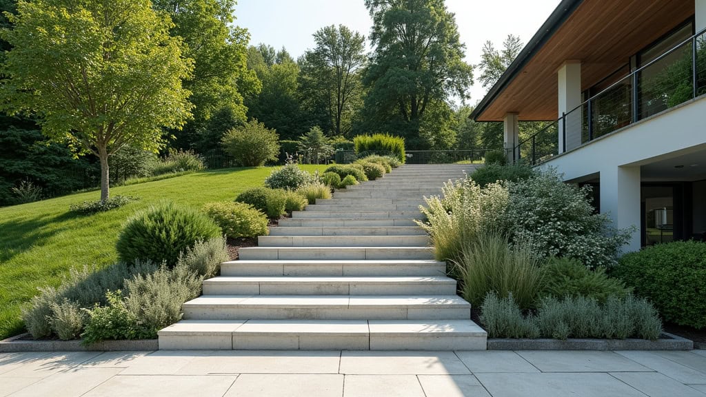 Monte-escalier extérieur installé pour un accès au jardin à Niederhausbergen
