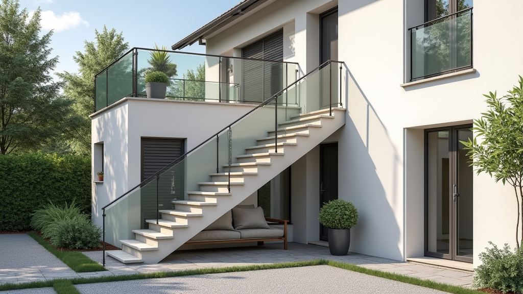 Monte-escalier extérieur installé pour un accès sécurisé à une maison à Breux-Jouy