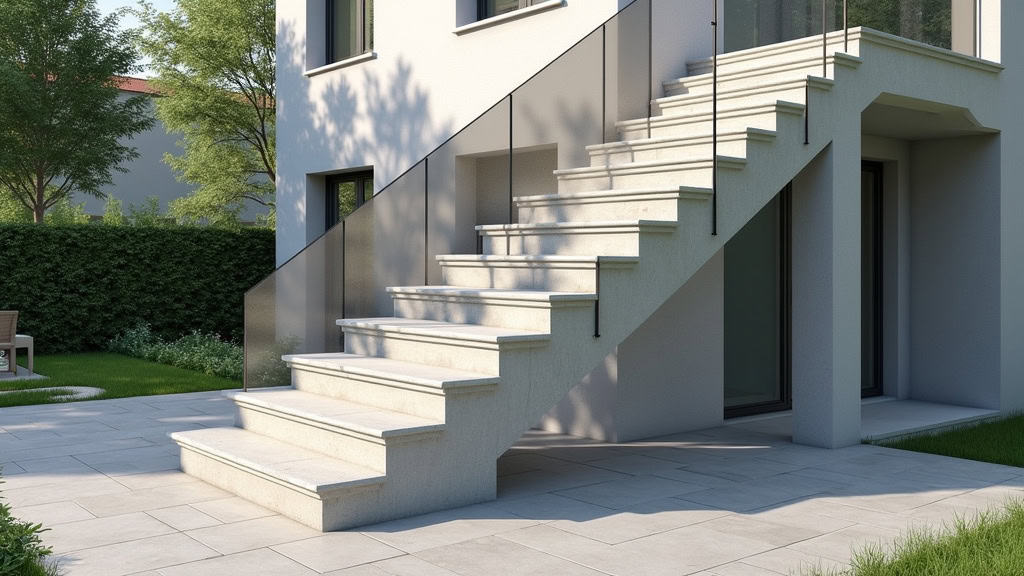 Monte-escalier extérieur installé sur un escalier en béton menant à l