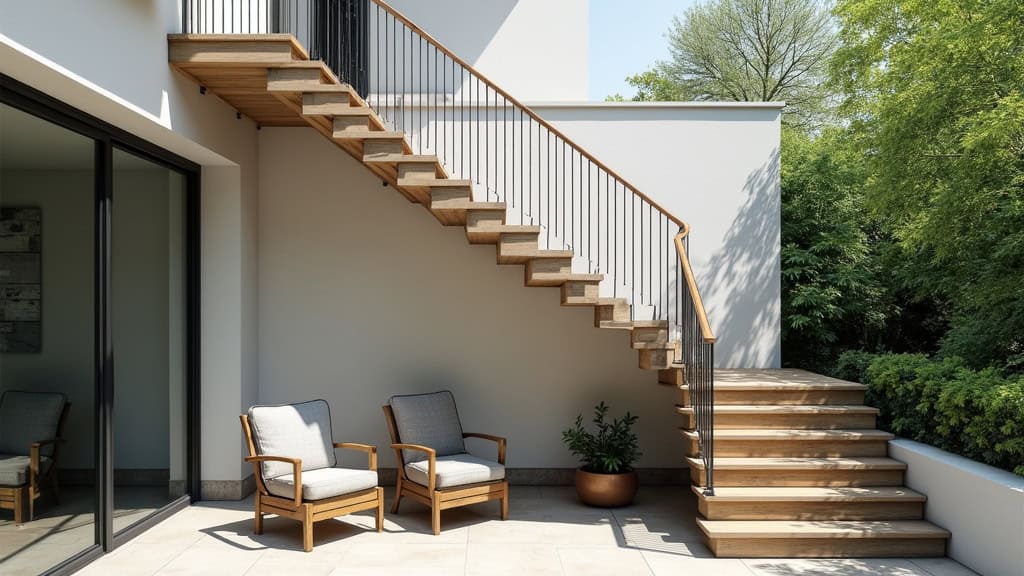 Monte-escalier extérieur installé sur un escalier en plein air à Fronton