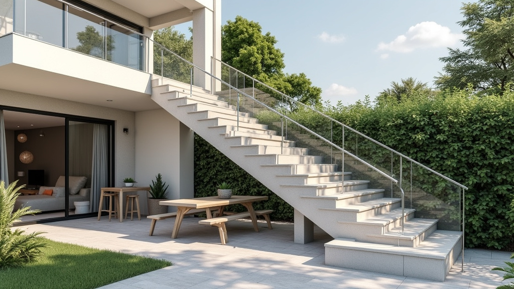 Monte-escalier extérieur installé sur un escalier extérieur à Grépiac