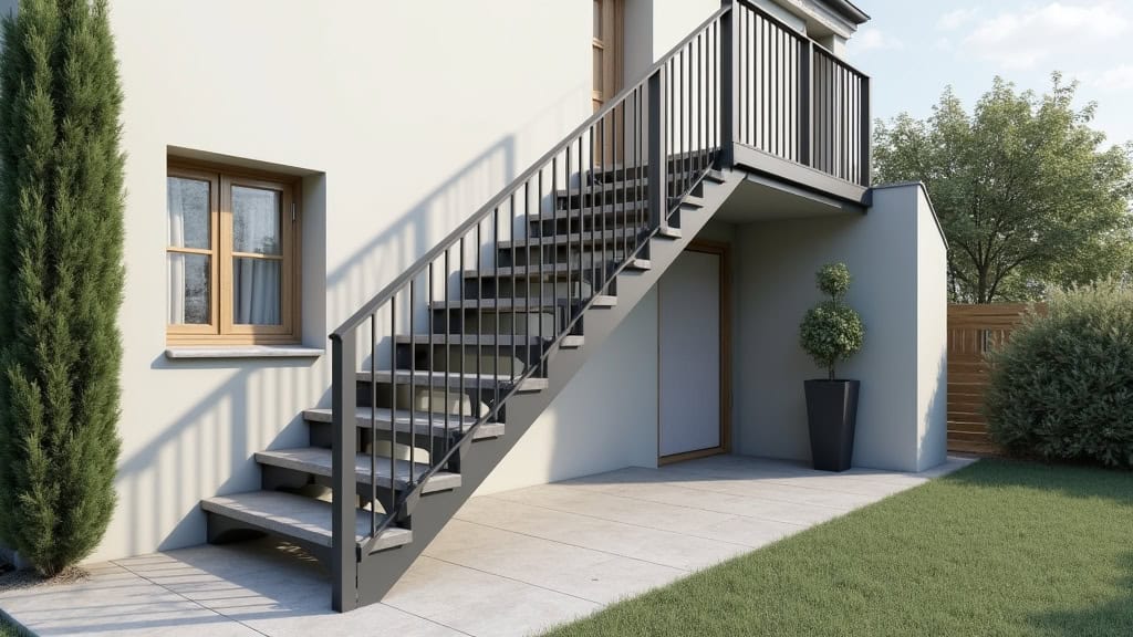 Monte-escalier extérieur installé sur un escalier extérieur à Mios, résistant aux intempéries