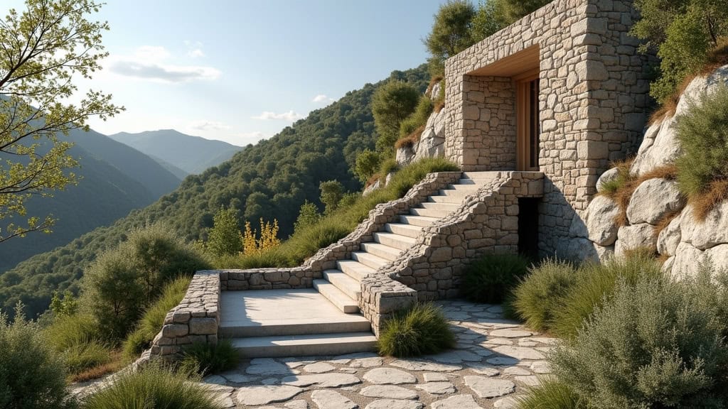 Monte-escalier extérieur installé sur un escalier extérieur à Montgailhard dans un cadre rural