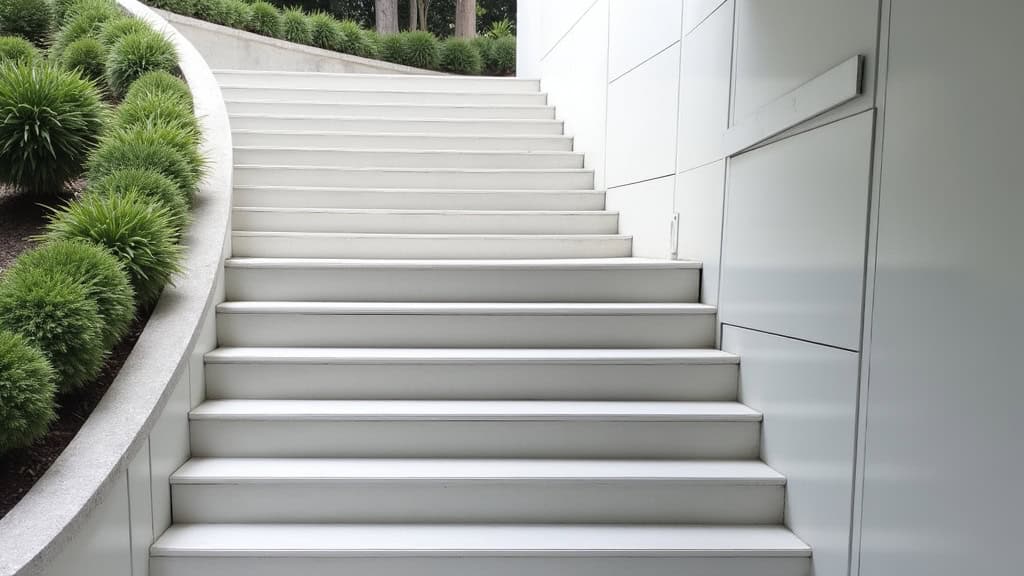 Monte-escalier extérieur installé sur un escalier extérieur à Unieux en pleine journée