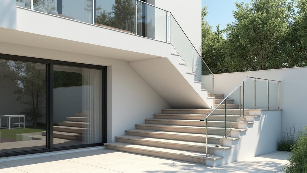 Monte-escalier extérieur installé sur un escalier extérieur en pente